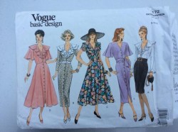 1172 VOGUE BASIC DESIGN STRAIGHT - FLARE DRESS, SASH  PATTERN 8-12 UNCUT